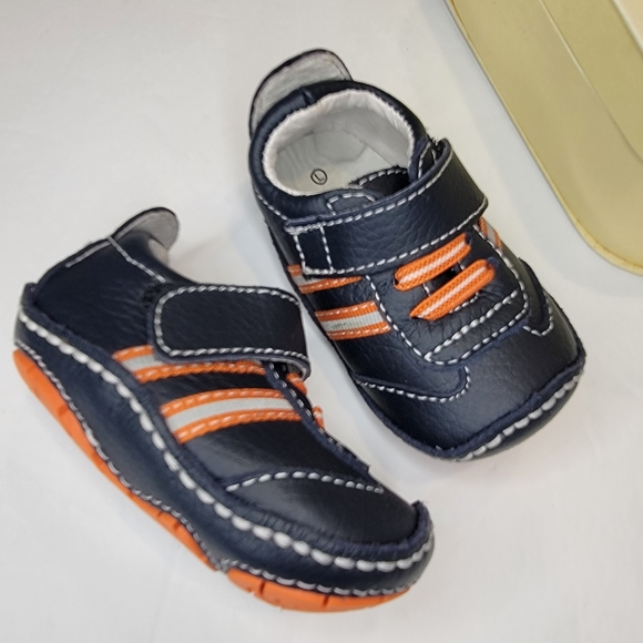 Rileyroos | Navy & Orange Wahoo Sportie Leather Sneaker Bootie Size 3-6 - Picture 7 of 8
